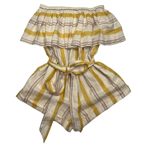 LEMLEM ZERITU STRIPED YELLOW STRAPLESS COTTON ROMPER SZ XS - Picture 4 of 7